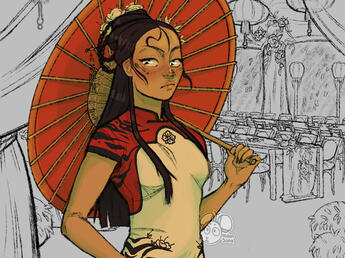 pencil lines + rendered + bg